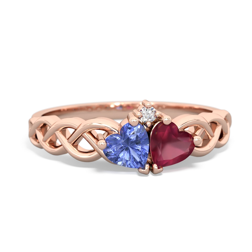 Tanzanite Heart To Heart Braid 14K Rose Gold ring R5870