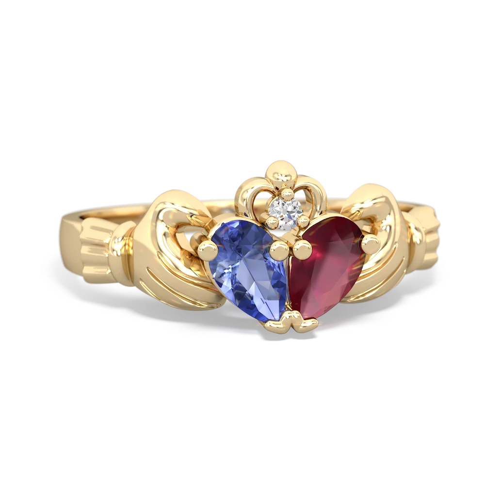 Tanzanite 'Our Heart' Claddagh 14K Yellow Gold ring R2388