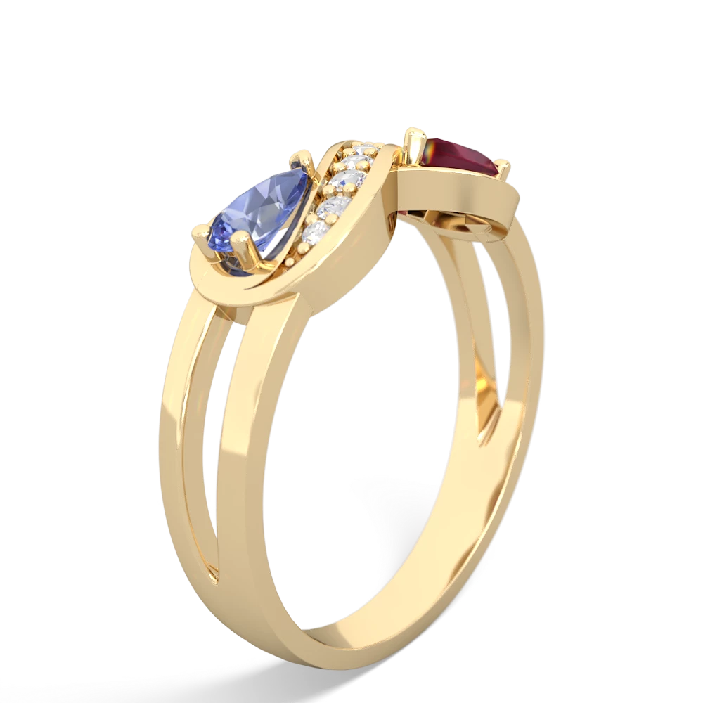 Tanzanite Diamond Infinity 14K Yellow Gold ring R5390