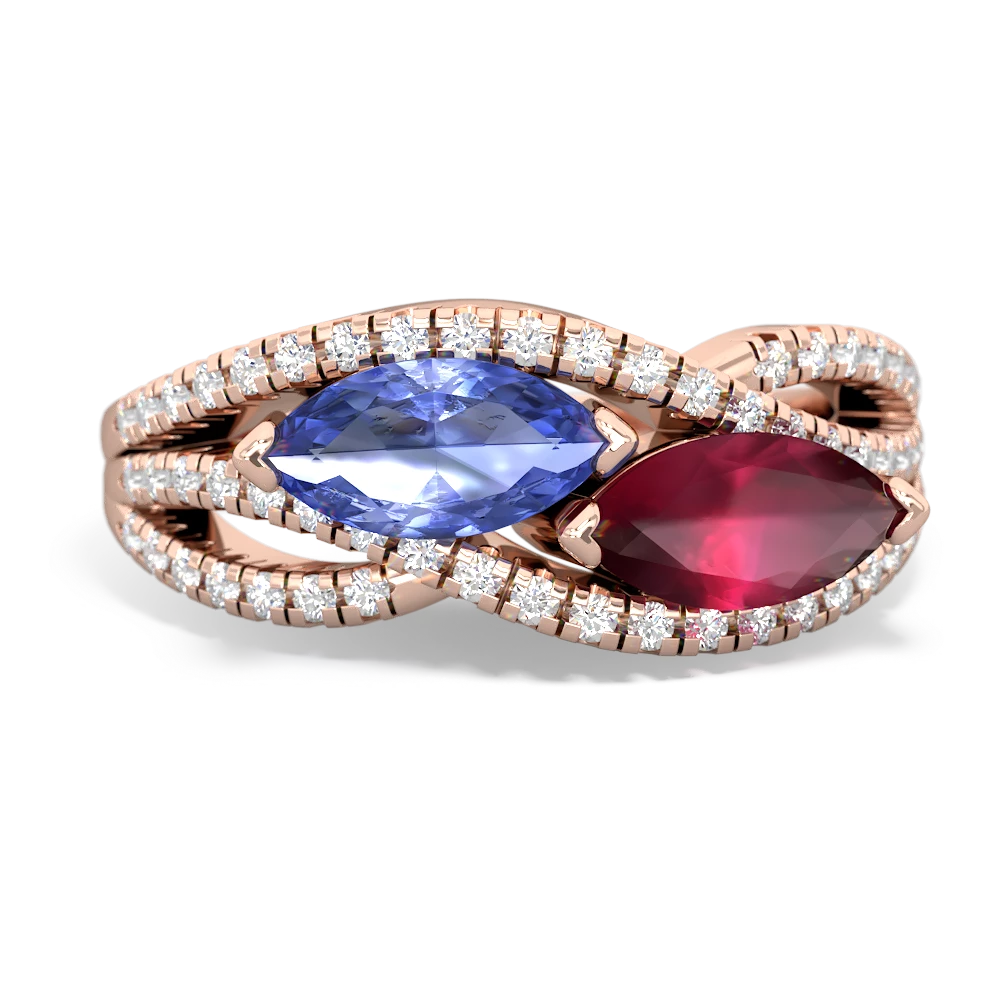 Tanzanite Diamond Rivers 14K Rose Gold ring R3070