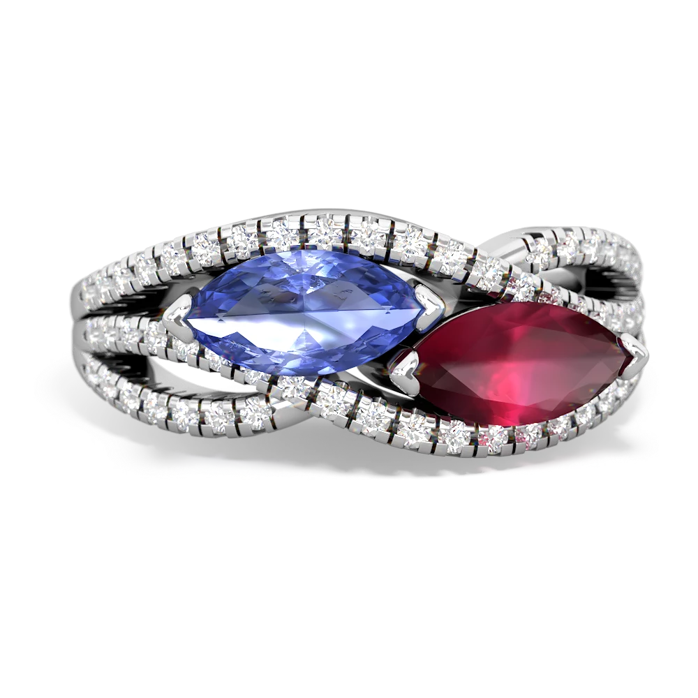 Tanzanite Diamond Rivers 14K White Gold ring R3070