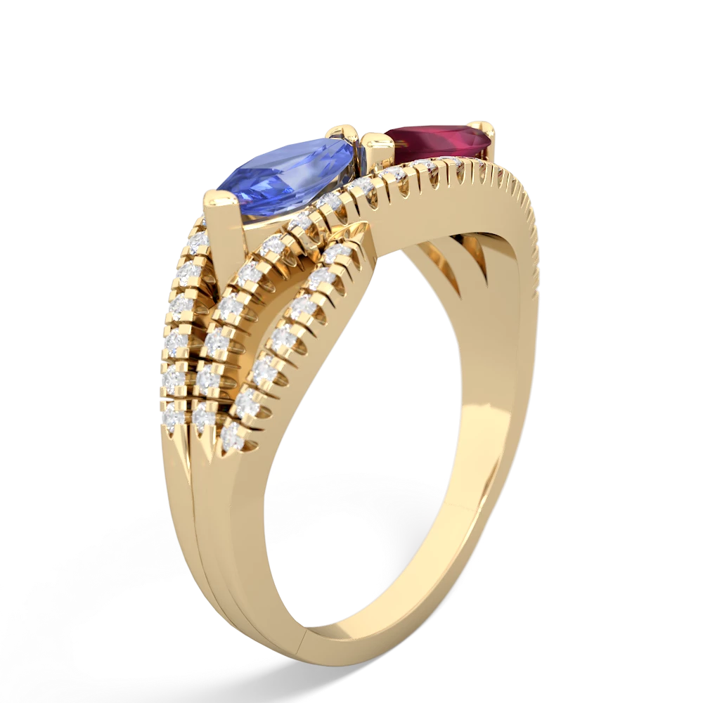 Tanzanite Diamond Rivers 14K Yellow Gold ring R3070