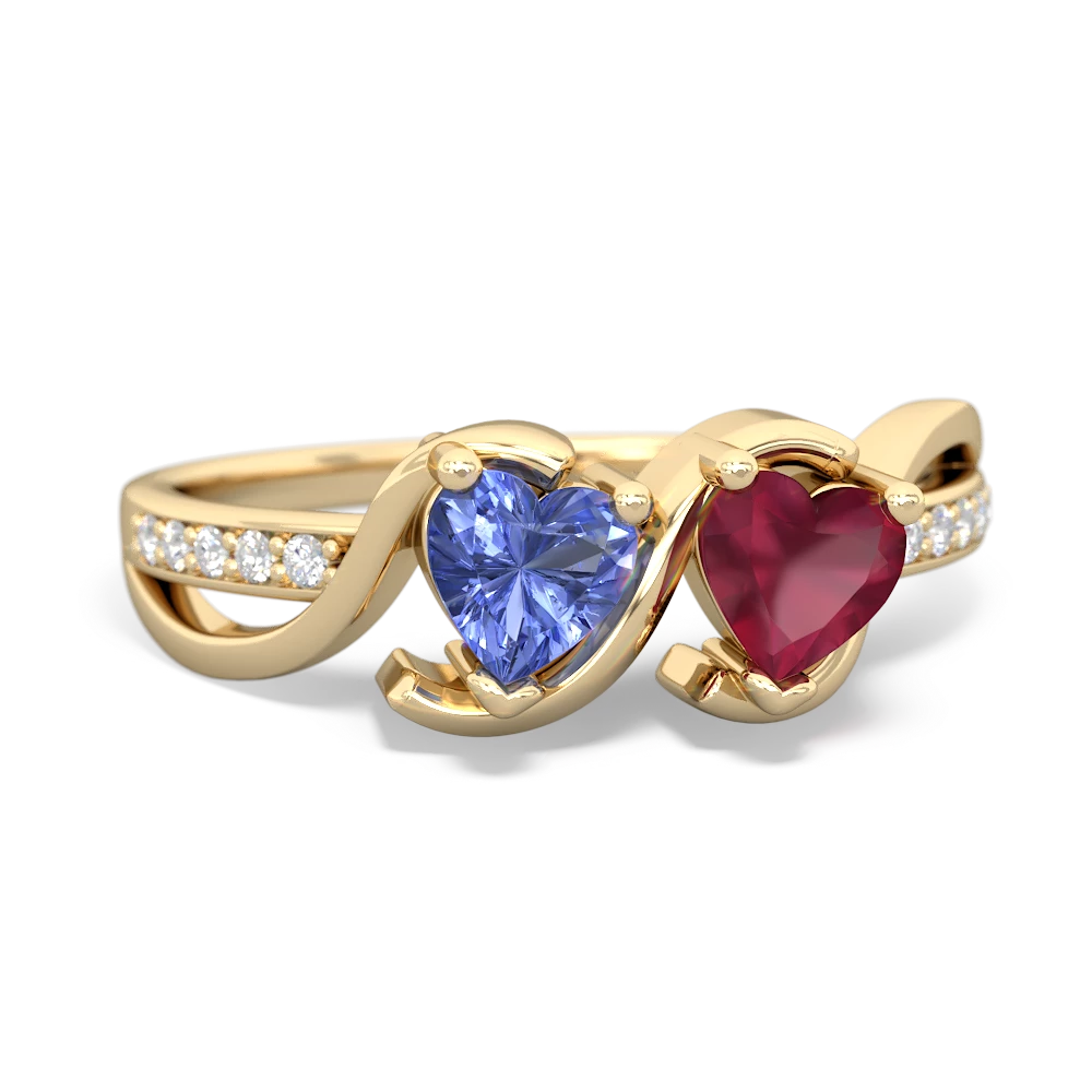 Tanzanite Side By Side 14K Yellow Gold ring R3090