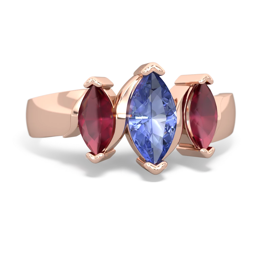 Tanzanite Three Peeks 14K Rose Gold ring R2433