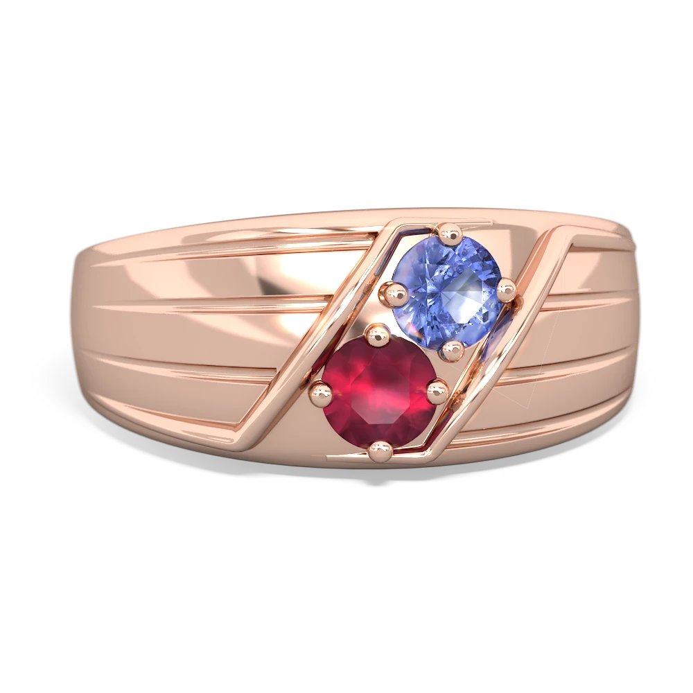 Tanzanite Men's Streamline 14K Rose Gold ring R0460