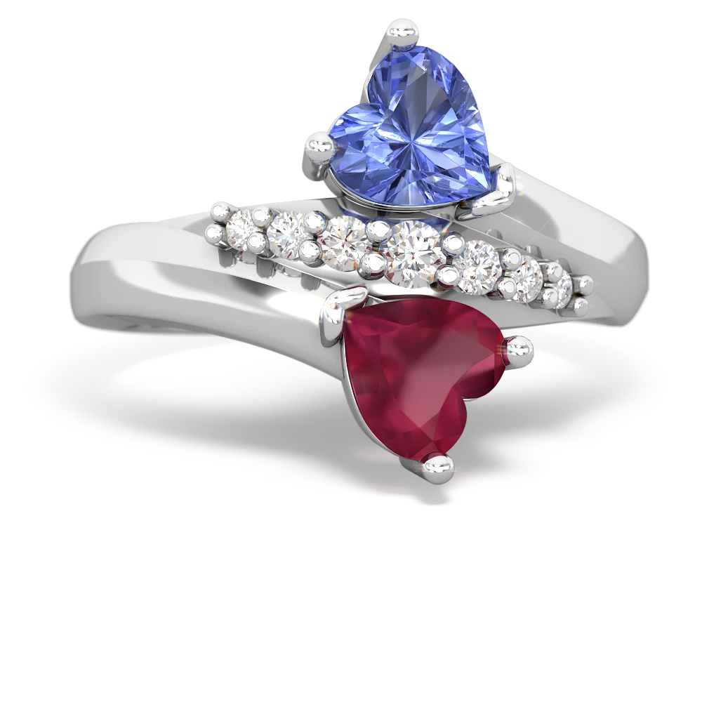 Tanzanite Heart To Heart 14K White Gold ring R2064