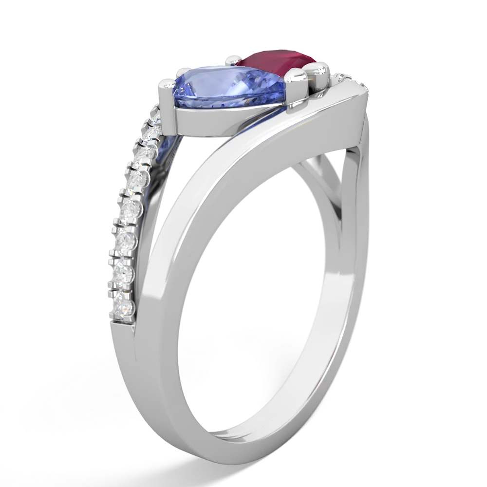 Tanzanite Nestled Heart Keepsake 14K White Gold ring R5650