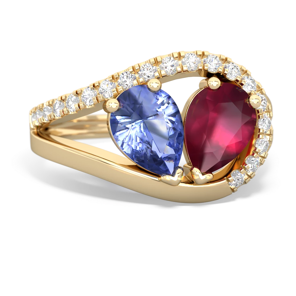 Tanzanite Nestled Heart Keepsake 14K Yellow Gold ring R5650