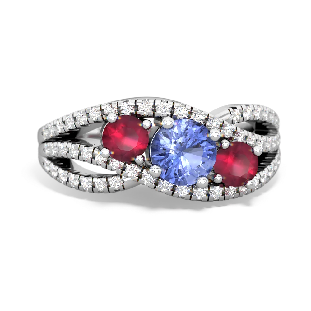 Tanzanite Three Stone Aurora 14K White Gold ring R3080