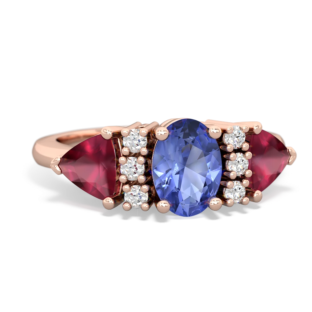 Tanzanite Antique Style Three Stone 14K Rose Gold ring R2186