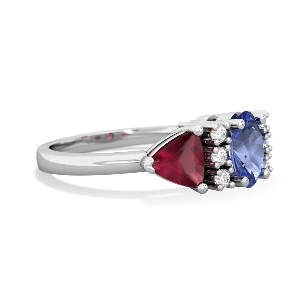 Tanzanite Antique Style Three Stone 14K White Gold ring R2186