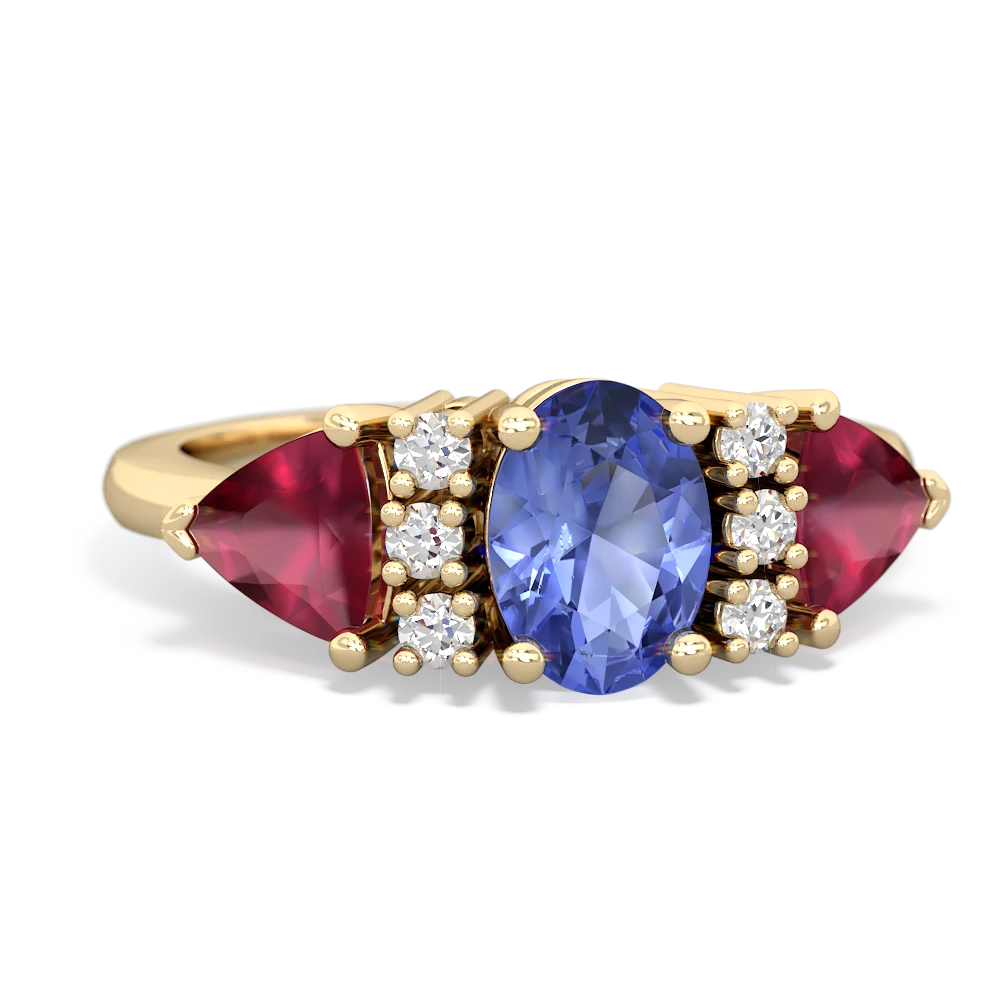 Tanzanite Antique Style Three Stone 14K Yellow Gold ring R2186