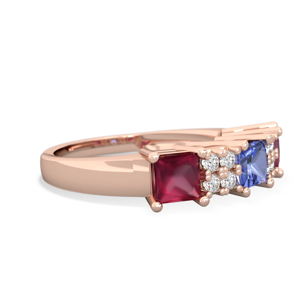 Tanzanite Three Stone Diamond Cluster 14K Rose Gold ring R2592