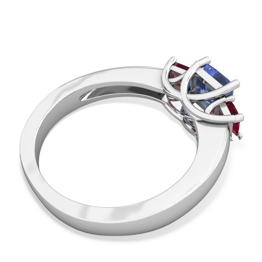 Tanzanite Three Stone Trellis 14K White Gold ring R4015