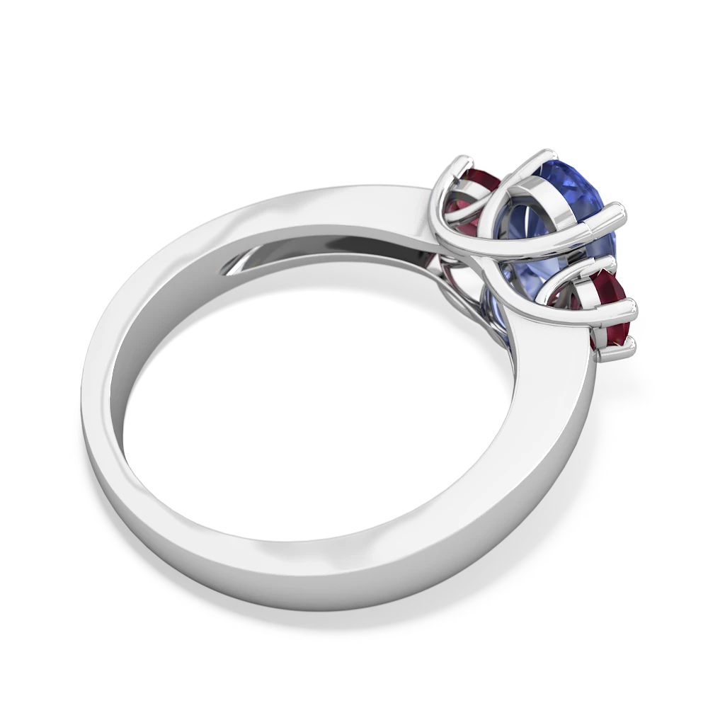 Tanzanite Three Stone Oval Trellis 14K White Gold ring R4024