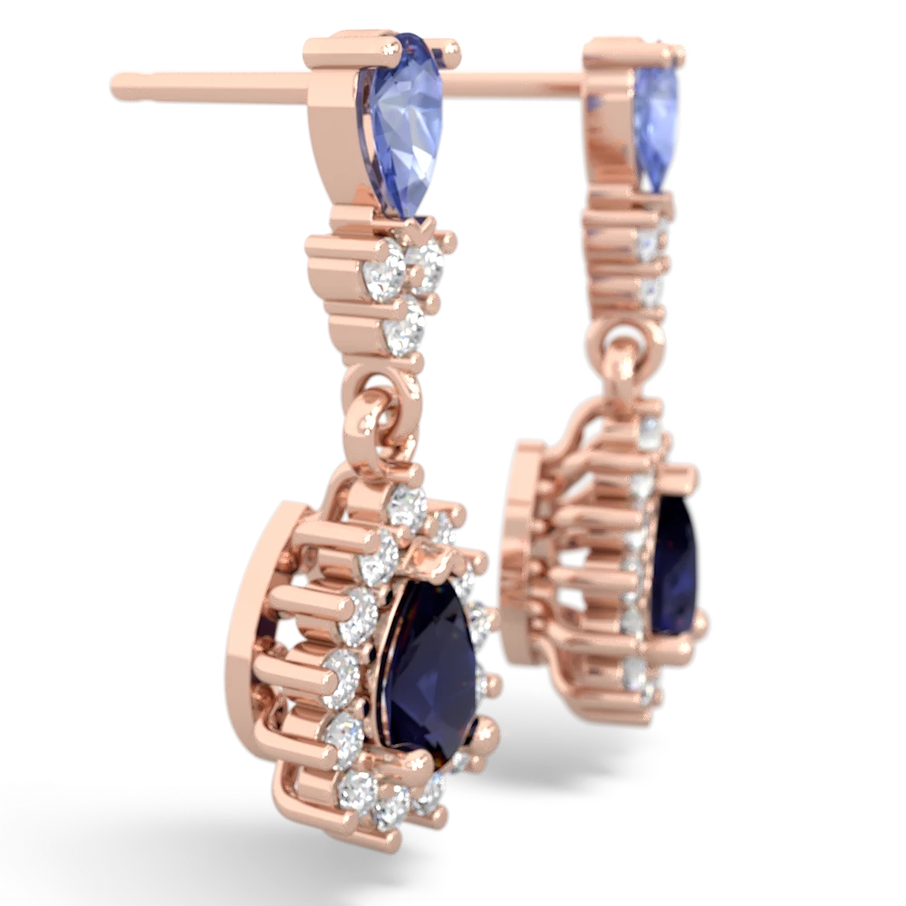 Tanzanite Halo Pear Dangle 14K Rose Gold earrings E1882