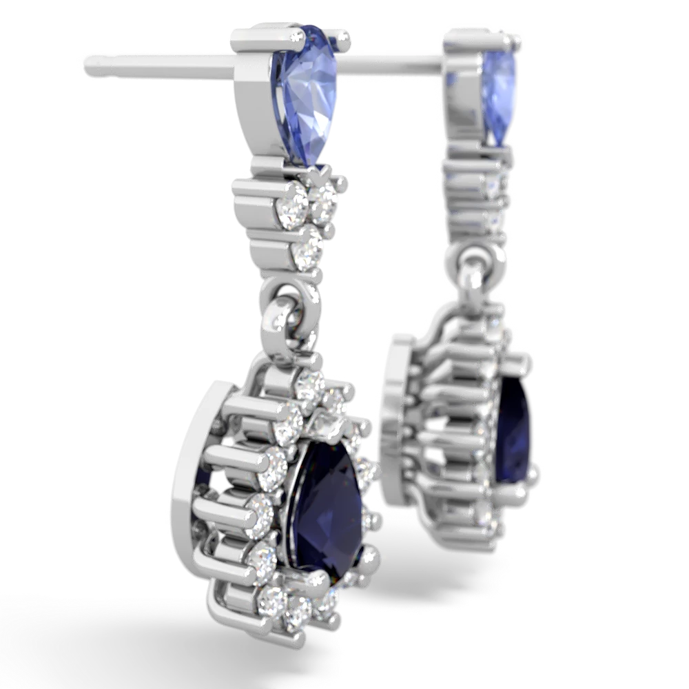 Tanzanite Halo Pear Dangle 14K White Gold earrings E1882