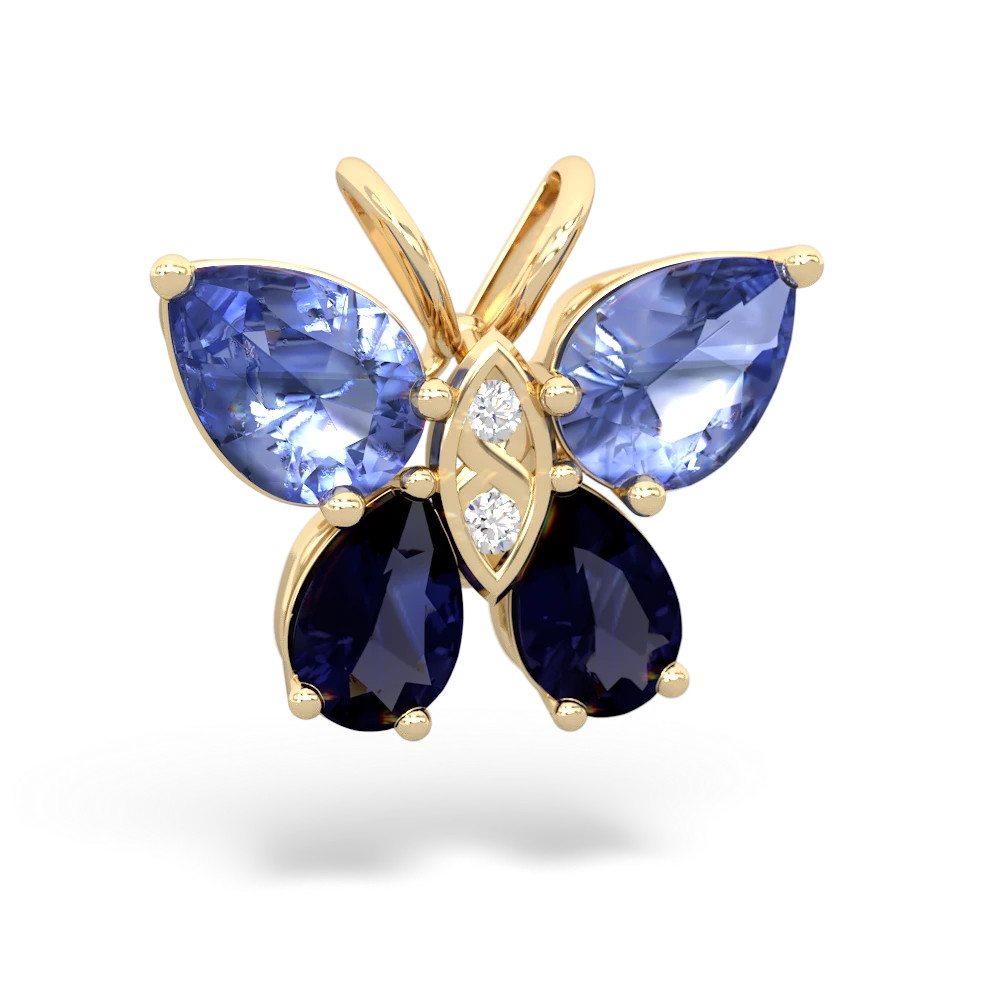 Tanzanite Butterfly 14K Yellow Gold pendant P2215