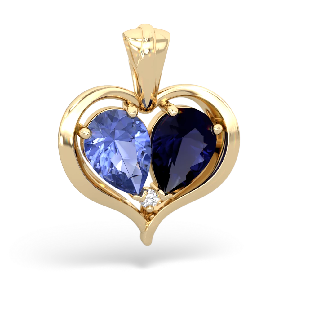 Tanzanite Two Become One 14K Yellow Gold pendant P5330