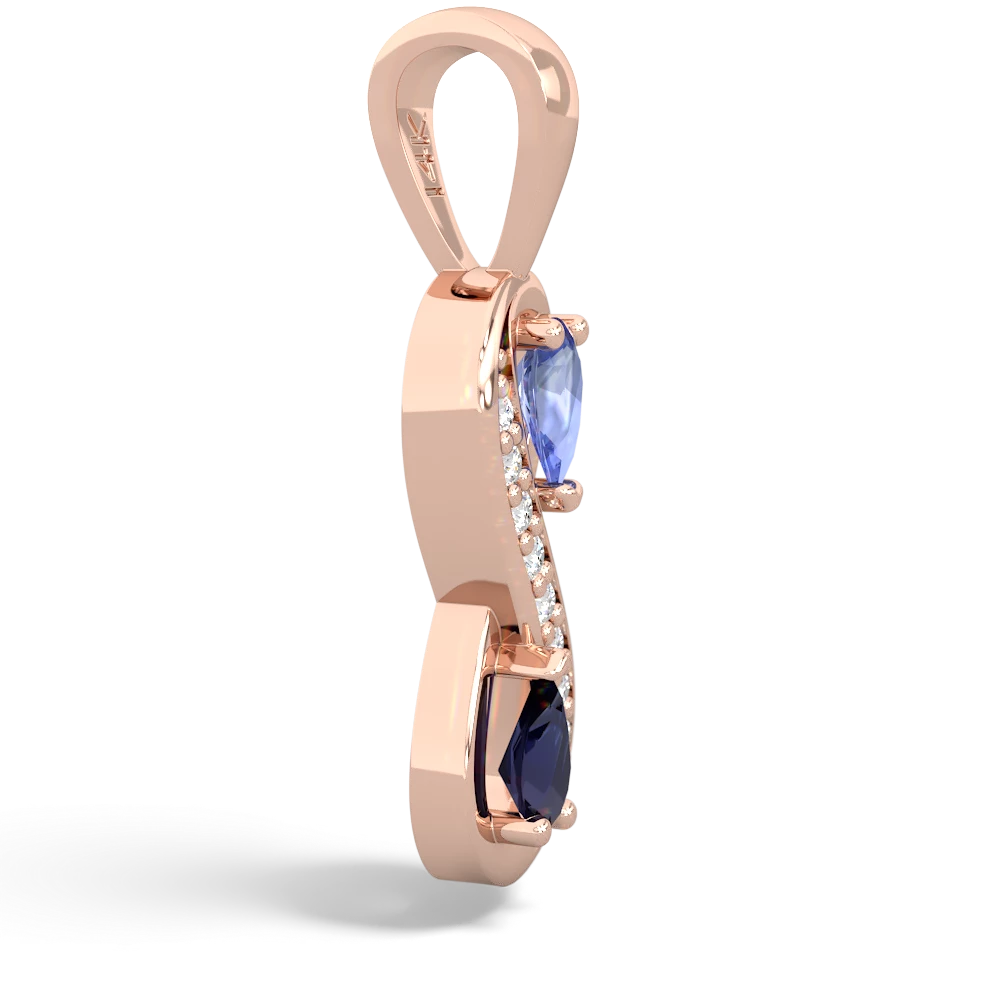 Tanzanite Diamond Infinity 14K Rose Gold pendant P5390