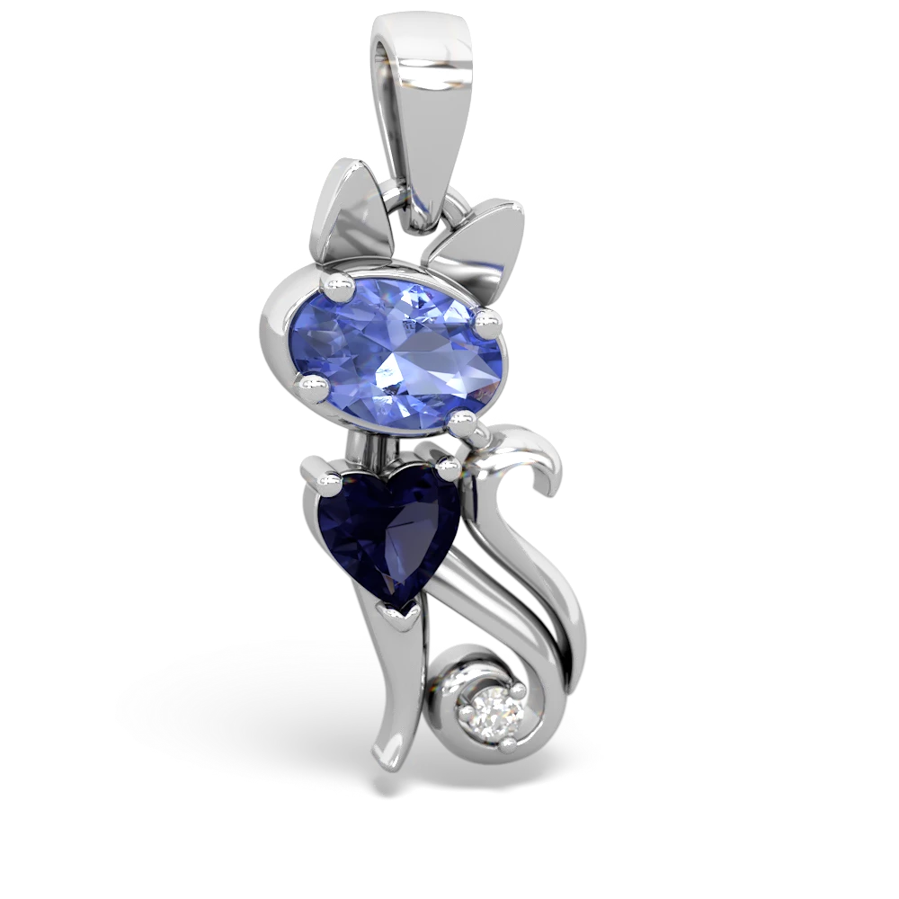 Tanzanite Kitten 14K White Gold pendant P5780