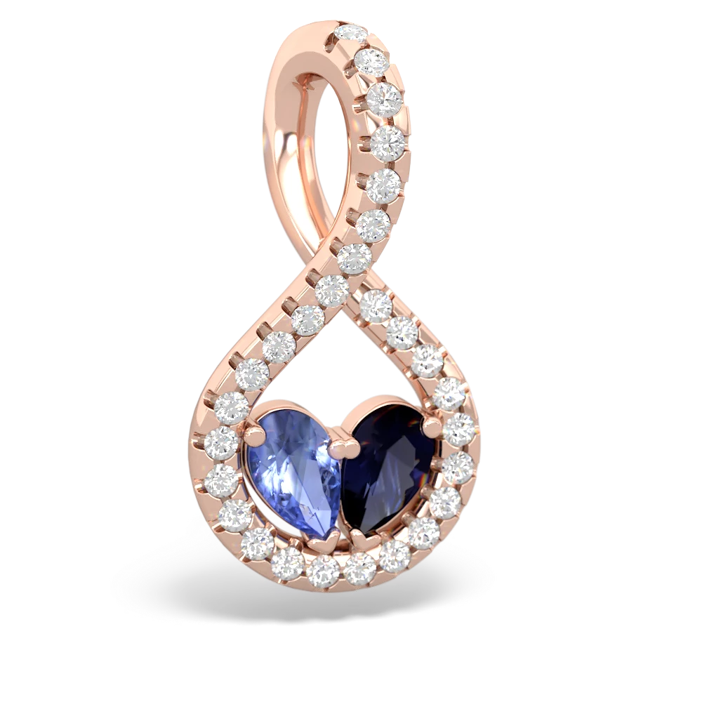 Tanzanite Pave Twist 'One Heart' 14K Rose Gold pendant P5360