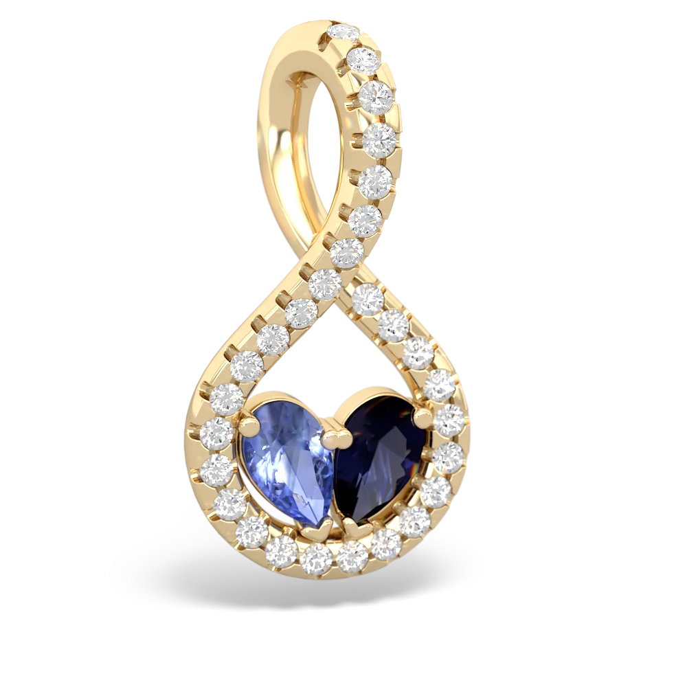 Tanzanite Pave Twist 'One Heart' 14K Yellow Gold pendant P5360