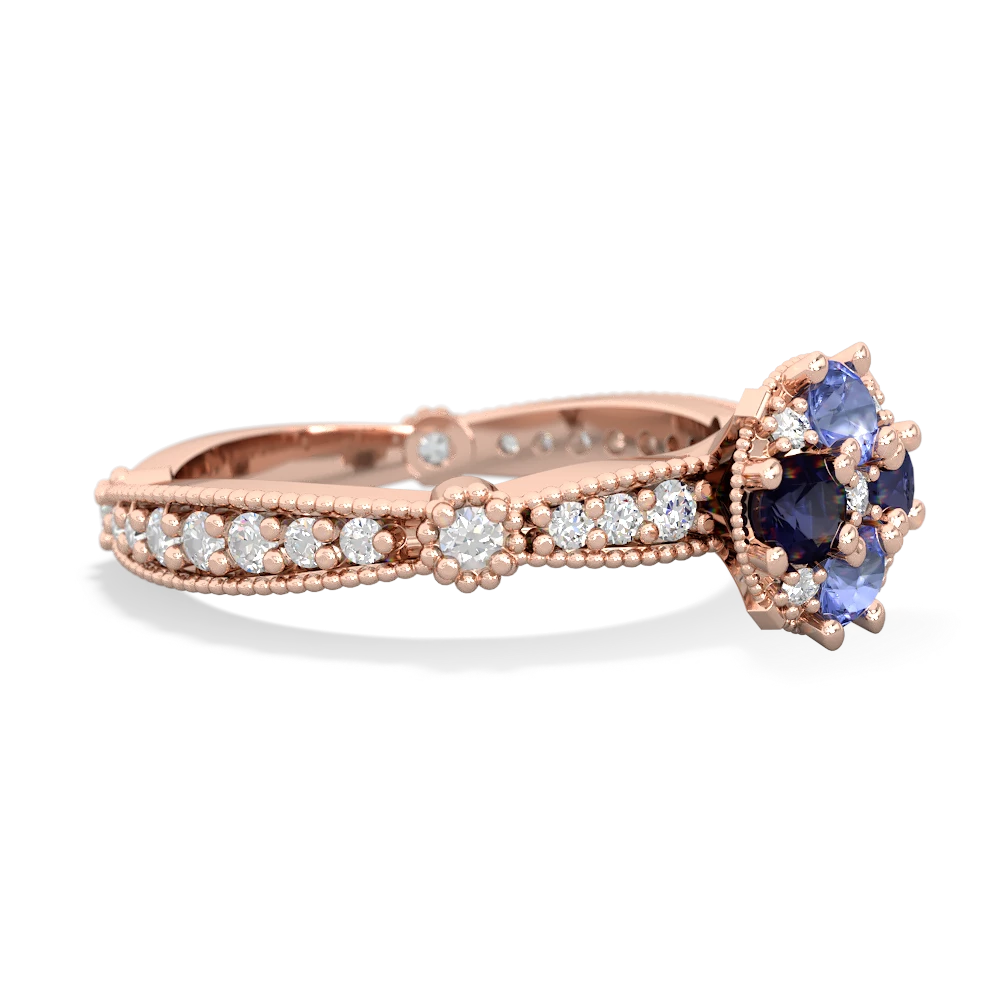 Tanzanite Sparkling Tiara Cluster 14K Rose Gold ring R26293RD