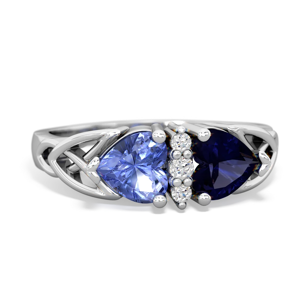 Tanzanite Celtic Knot Double Heart 14K White Gold ring R5040