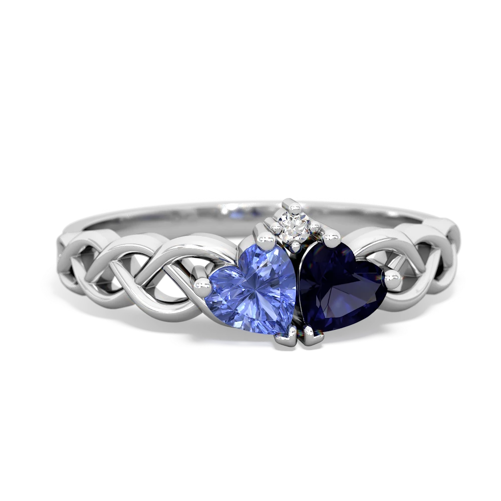 Tanzanite Heart To Heart Braid 14K White Gold ring R5870