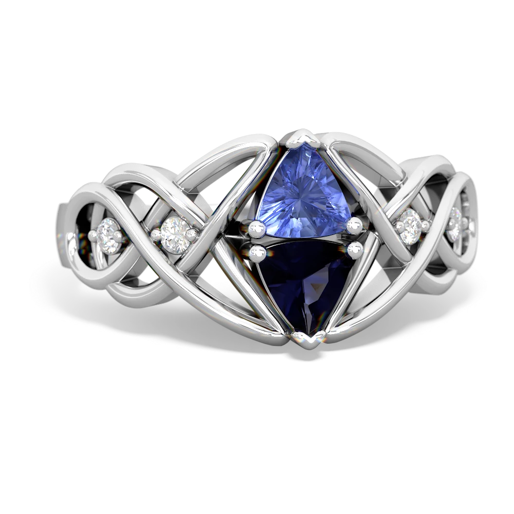 Tanzanite Keepsake Celtic Knot 14K White Gold ring R5300