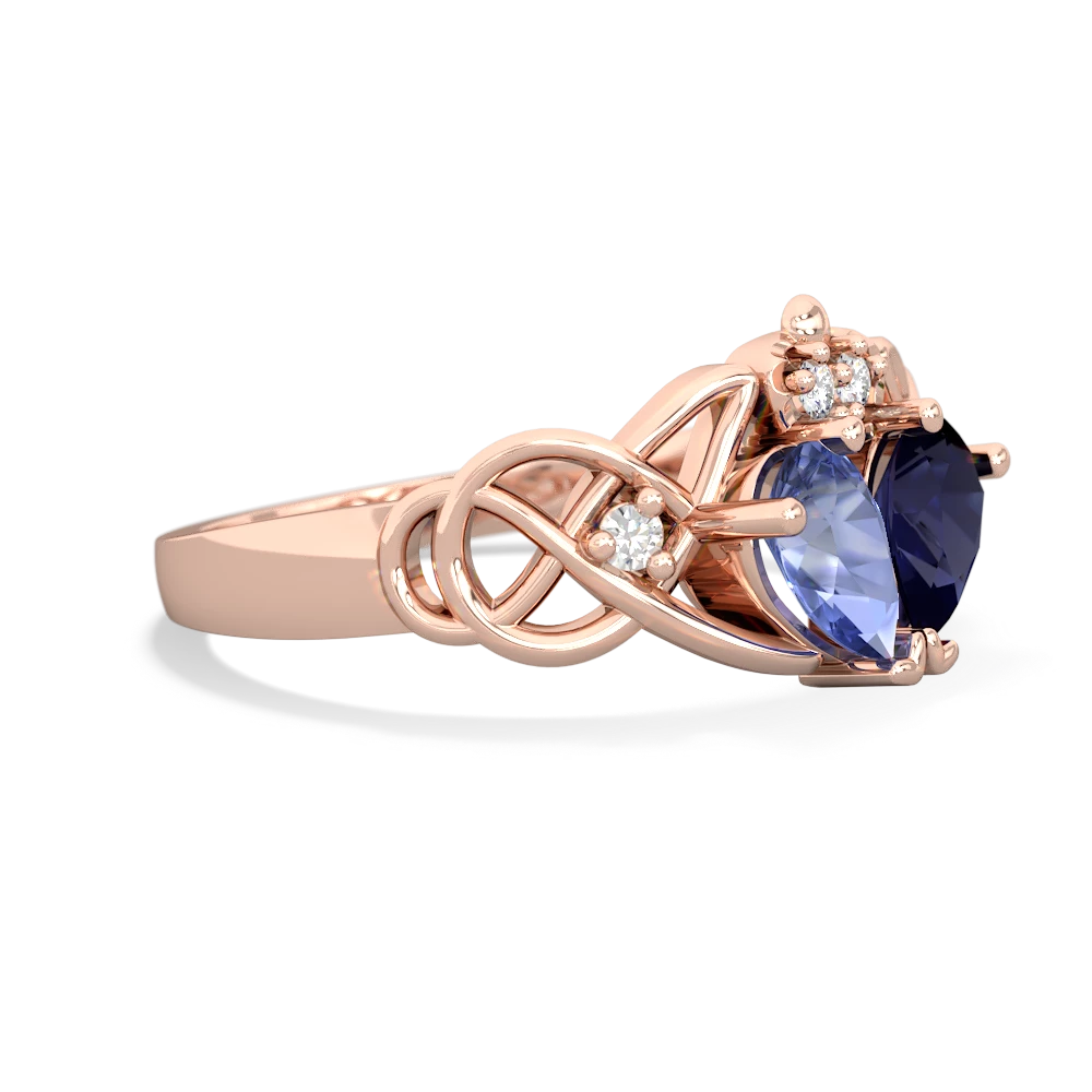 Tanzanite 'One Heart' Celtic Knot Claddagh 14K Rose Gold ring R5322