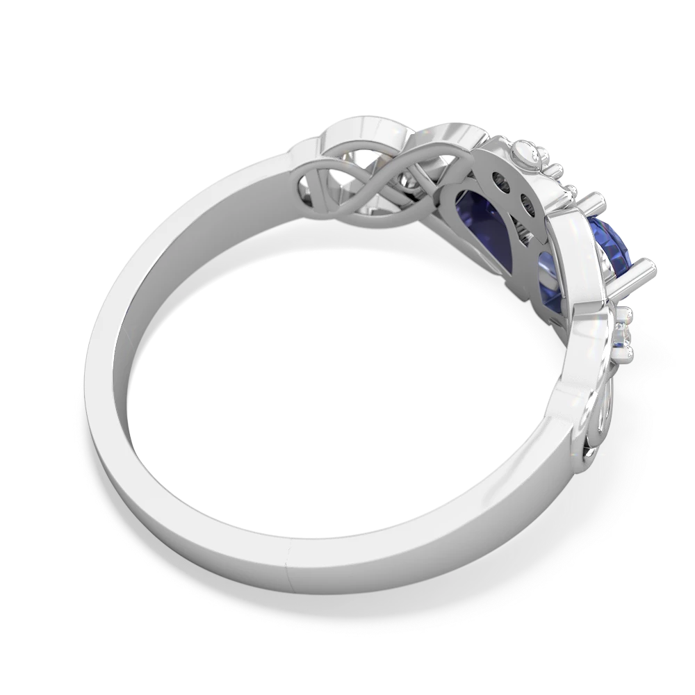 Tanzanite 'One Heart' Celtic Knot Claddagh 14K White Gold ring R5322