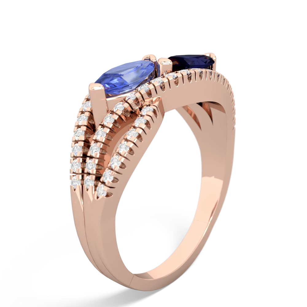 Tanzanite Diamond Rivers 14K Rose Gold ring R3070