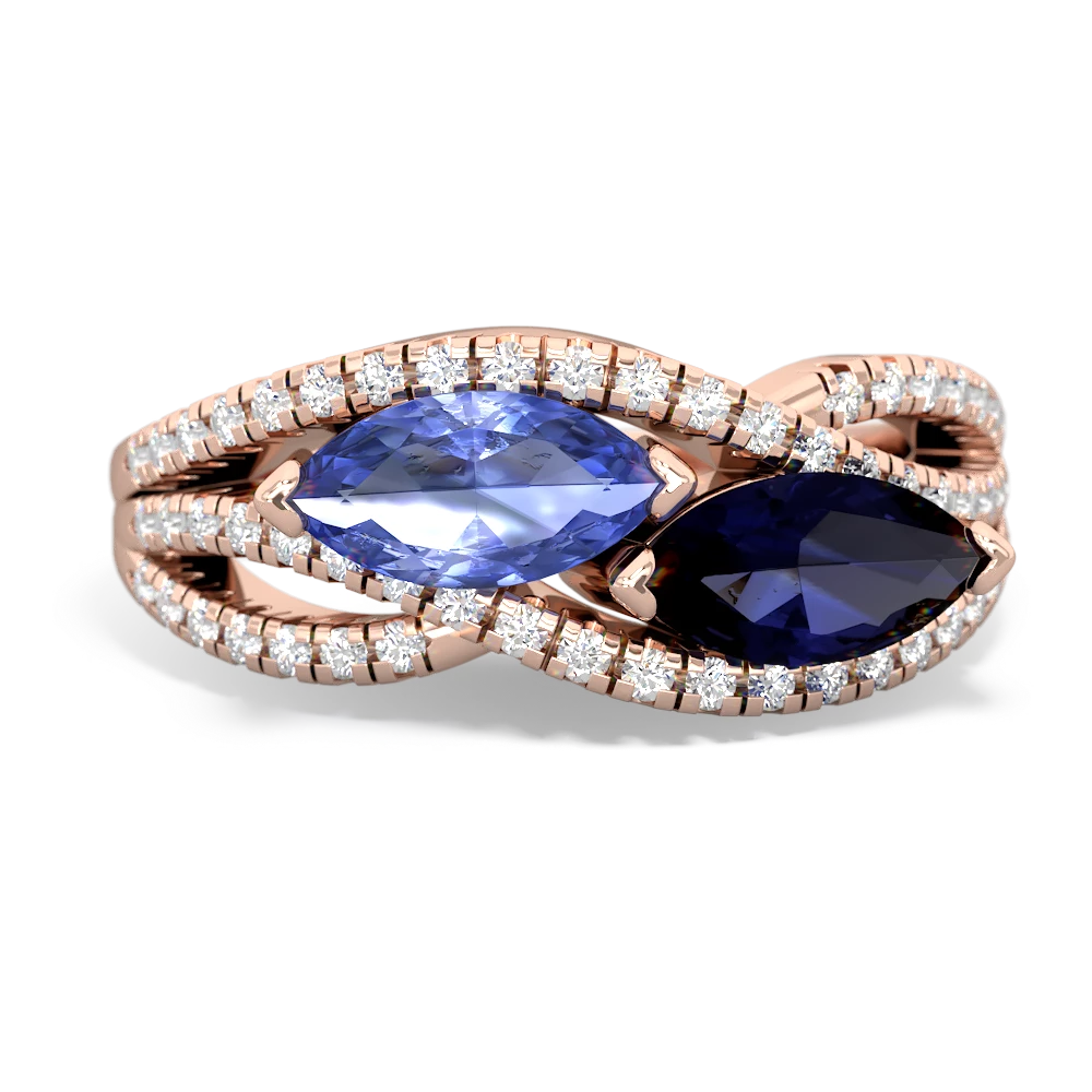 Tanzanite Diamond Rivers 14K Rose Gold ring R3070