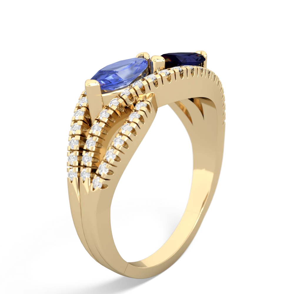 Tanzanite Diamond Rivers 14K Yellow Gold ring R3070