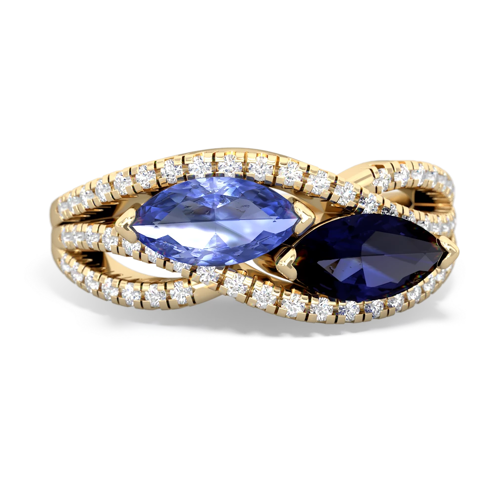 Tanzanite Diamond Rivers 14K Yellow Gold ring R3070