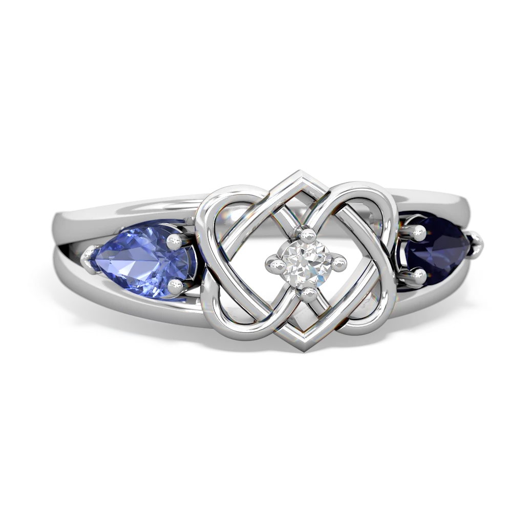 Tanzanite Hearts Intertwined 14K White Gold ring R5880