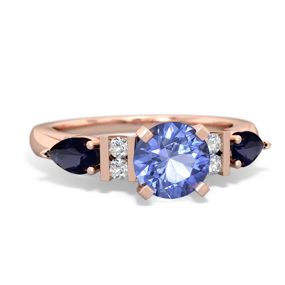 Tanzanite 6Mm Round Eternal Embrace Engagement 14K Rose Gold ring R2005