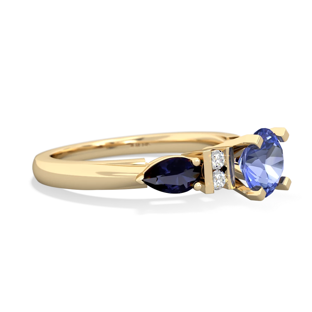 Tanzanite 6Mm Round Eternal Embrace Engagement 14K Yellow Gold ring R2005