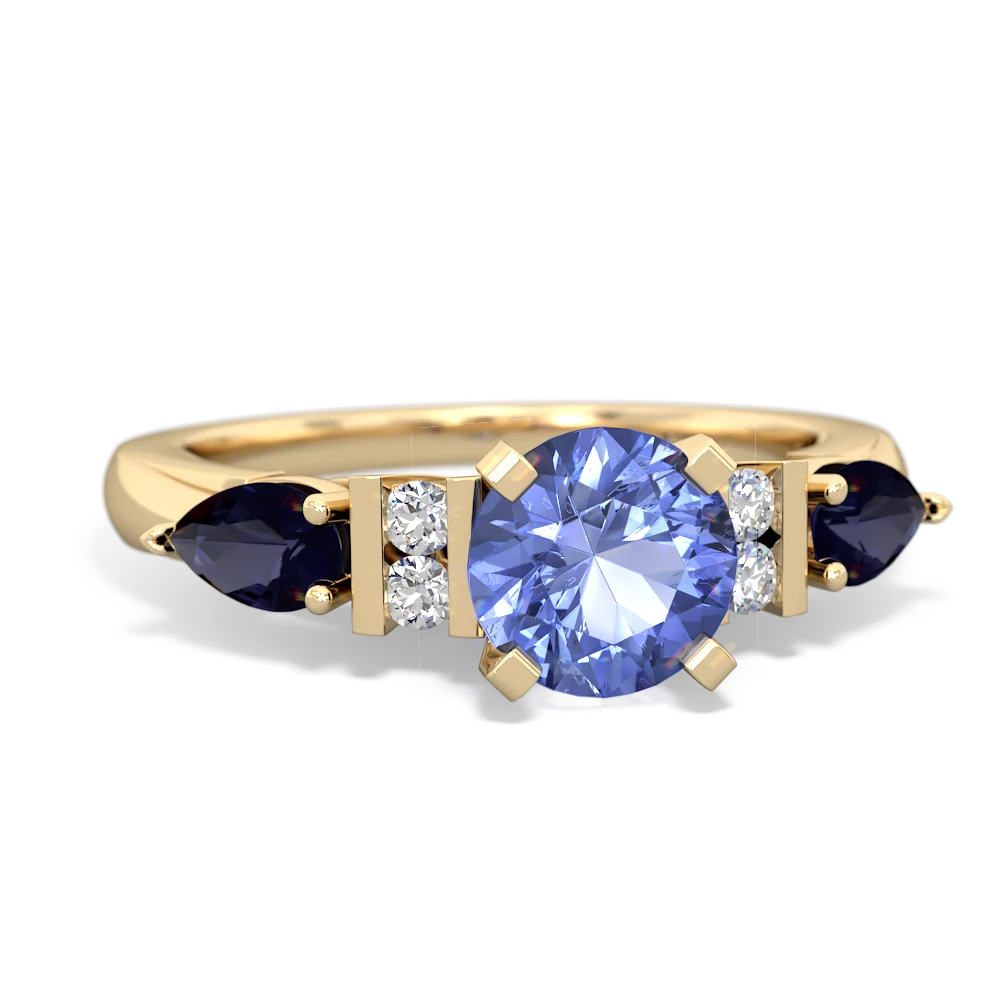 Tanzanite 6Mm Round Eternal Embrace Engagement 14K Yellow Gold ring R2005