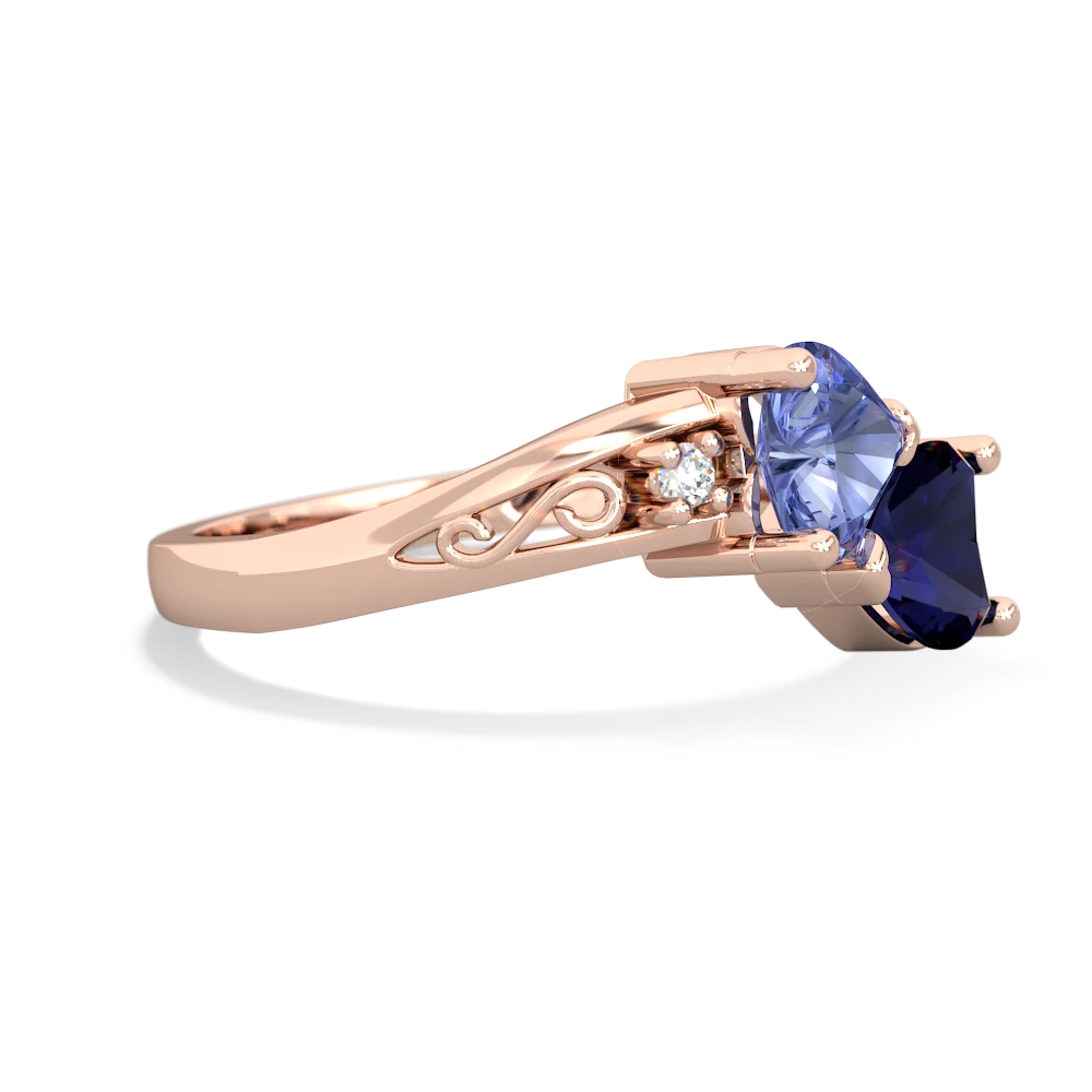 Tanzanite Snuggling Hearts 14K Rose Gold ring R2178