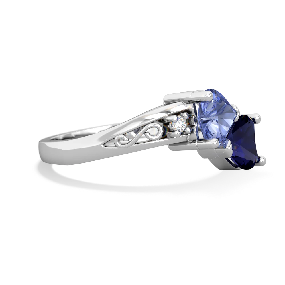 Tanzanite Snuggling Hearts 14K White Gold ring R2178