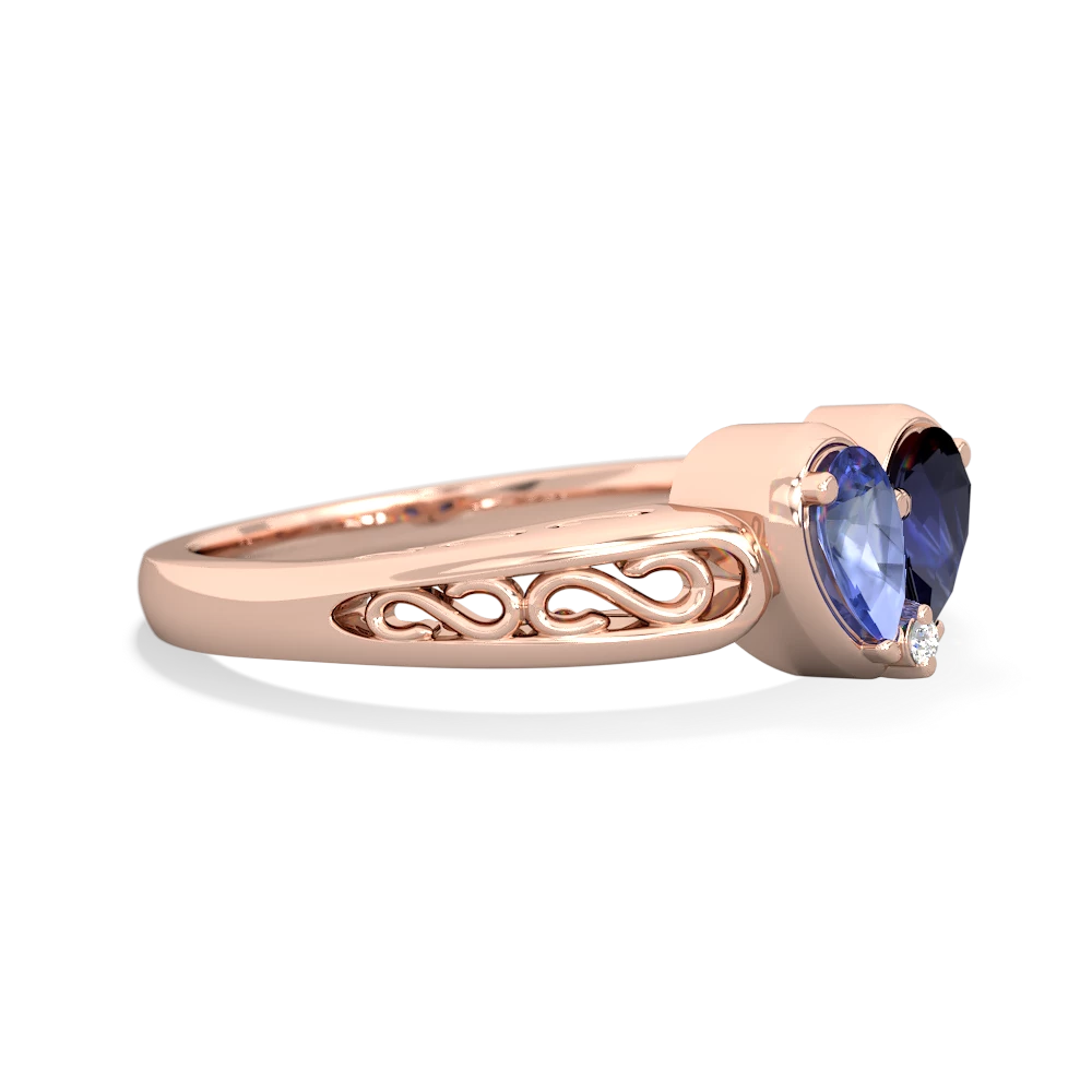 Tanzanite Filligree 'One Heart' 14K Rose Gold ring R5070