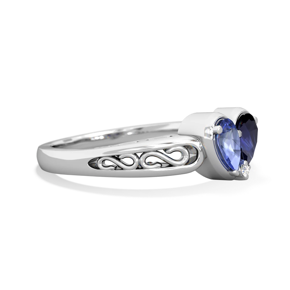 Tanzanite Filligree 'One Heart' 14K White Gold ring R5070