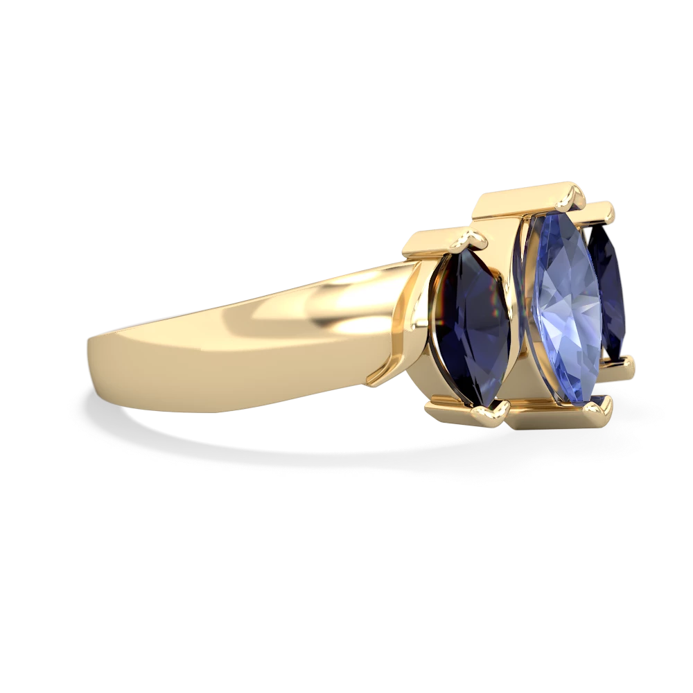 Tanzanite Three Peeks 14K Yellow Gold ring R2433