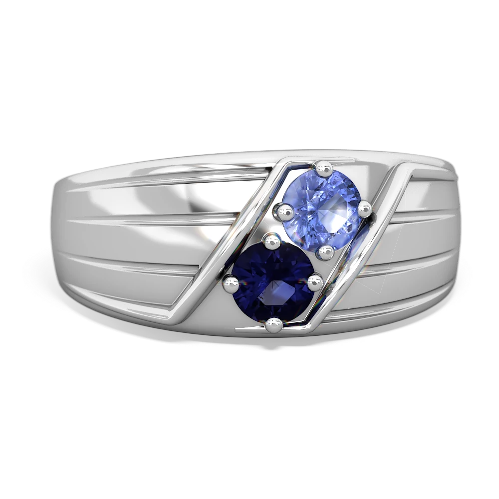 Tanzanite Men's Streamline 14K White Gold ring R0460