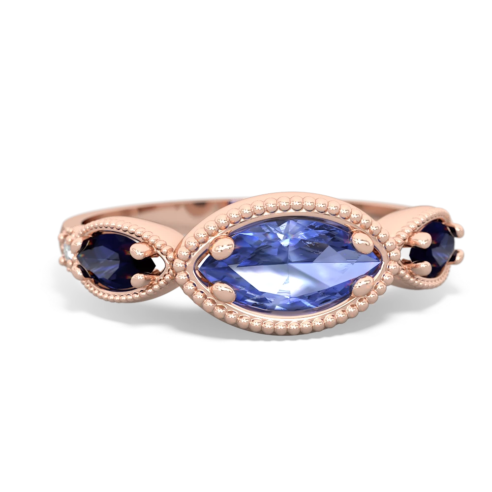 Tanzanite Milgrain Marquise 14K Rose Gold ring R5700