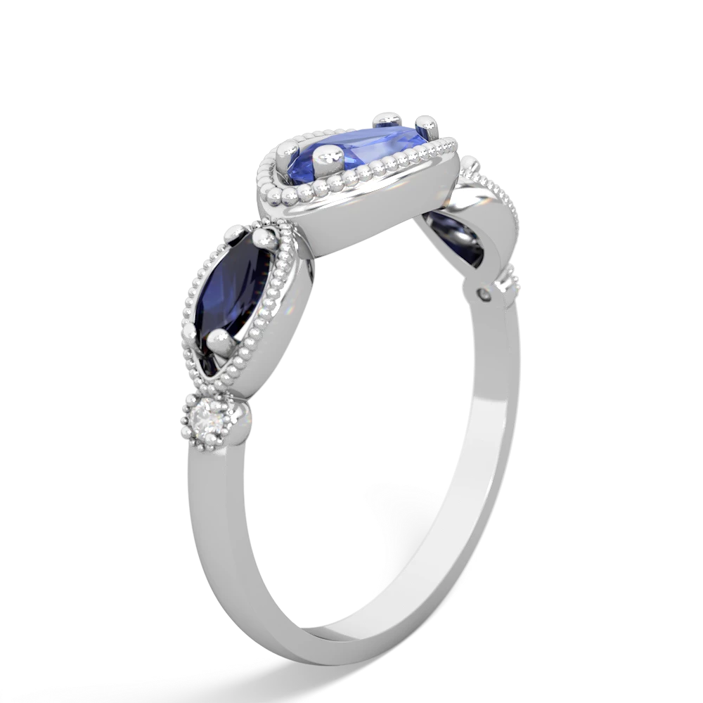 Tanzanite Milgrain Marquise 14K White Gold ring R5700