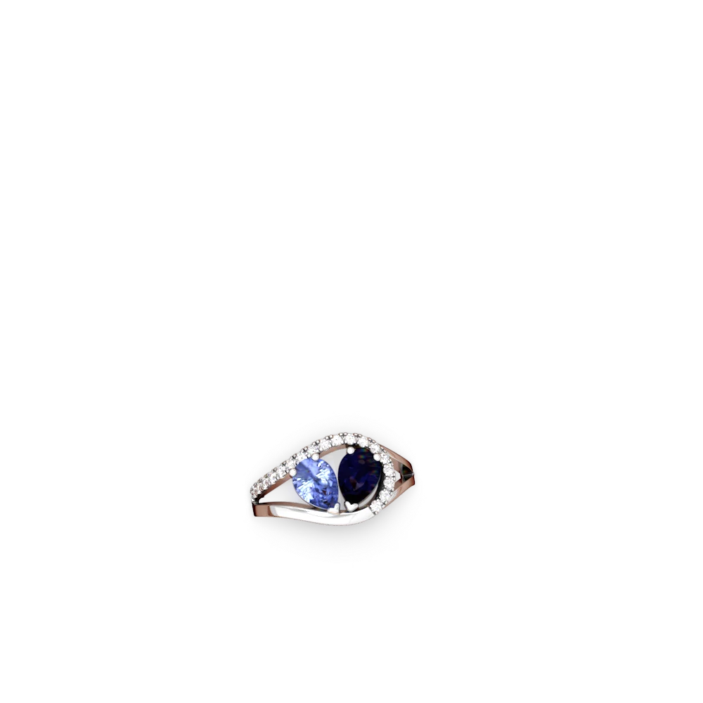 Tanzanite Nestled Heart Keepsake 14K White Gold ring R5650